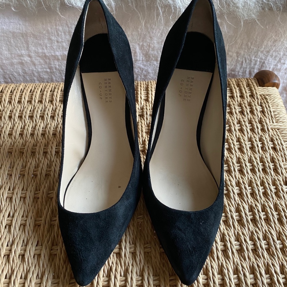 Barney’s Black Suede Pumps, Size 10